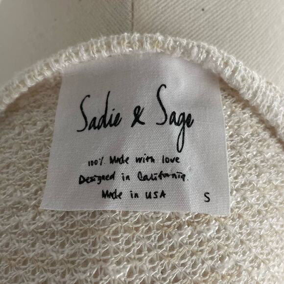 SADIE & SAGE | Cream Oversized Knit V-Neck Lightweight Sweater | Women's Small - Picture 6 of 8